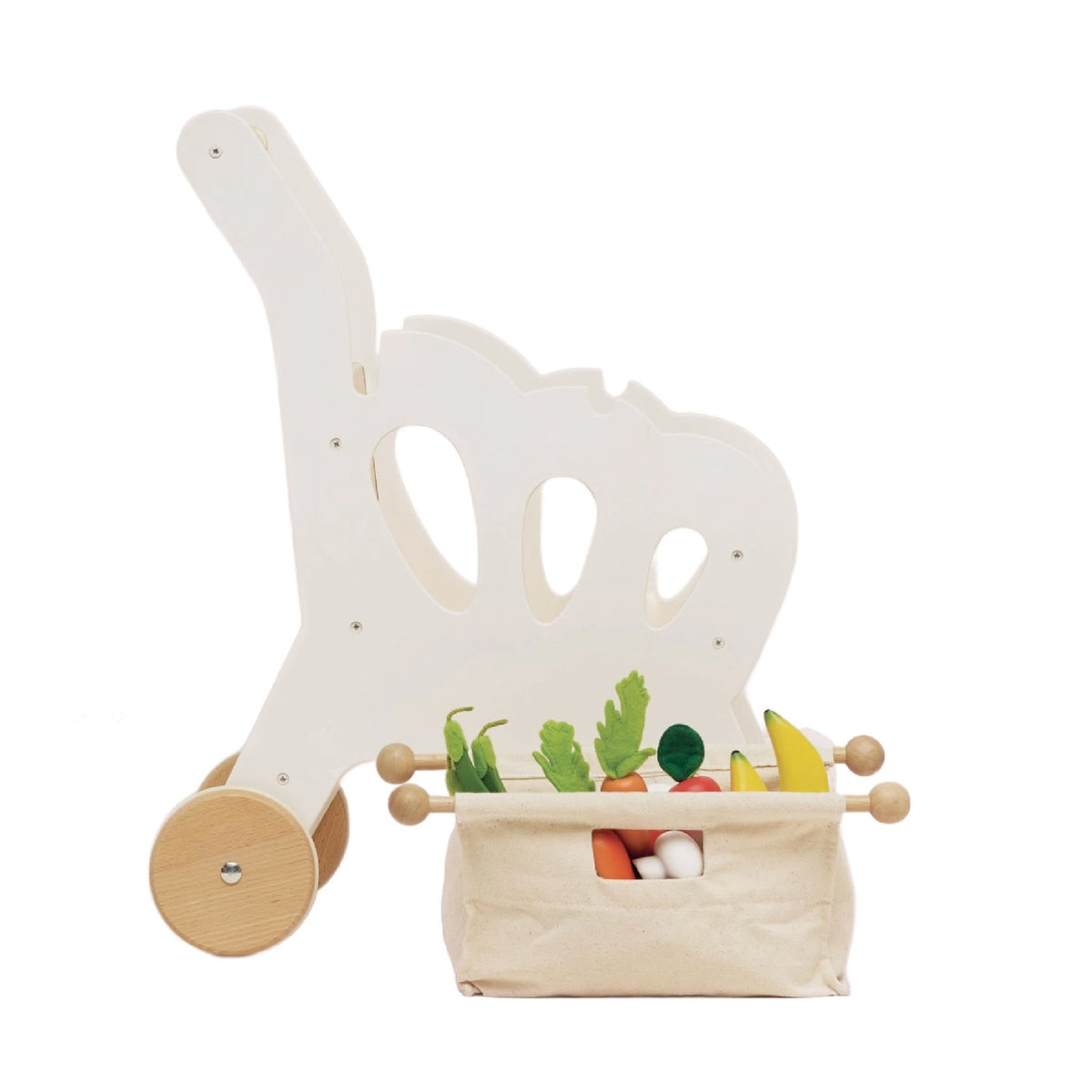 Wooden Shopping Cart & Bag