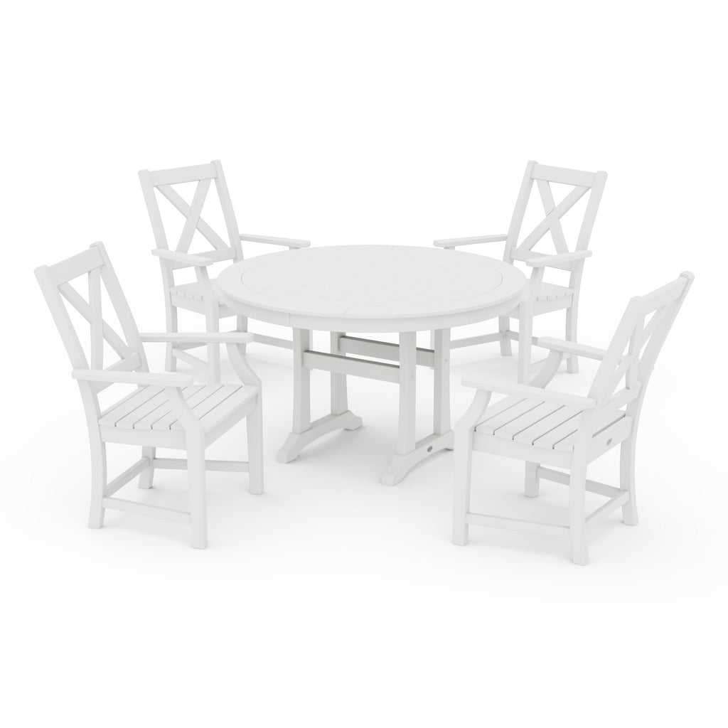 Braxton 5-Piece Nautical Trestle Arm Chair Dining Set