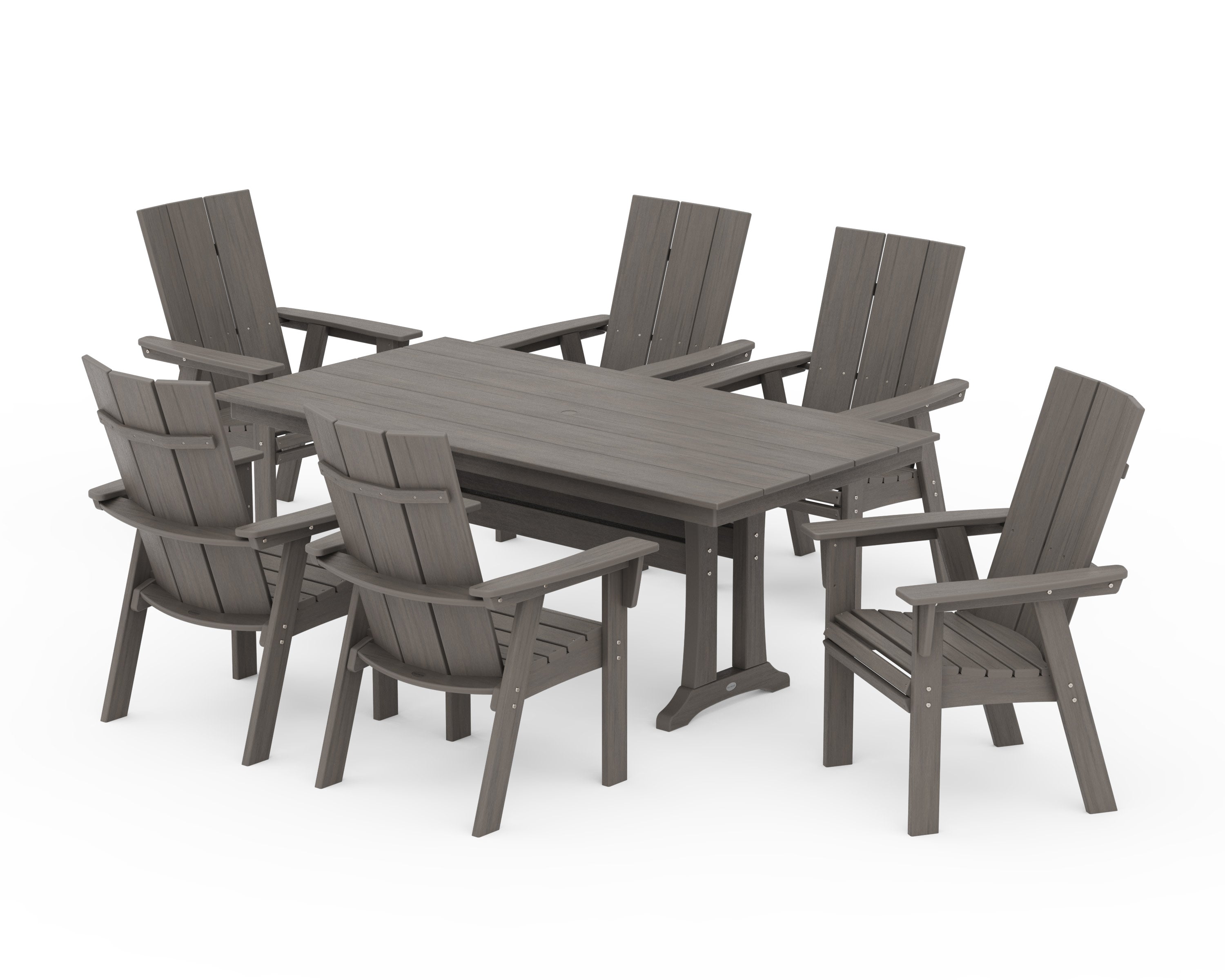 Modern Curveback Adirondack 7-Piece Farmhouse Dining Set with Trestle Legs