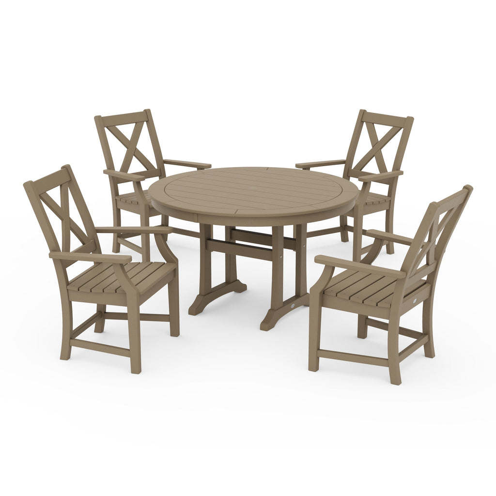 Braxton 5-Piece Nautical Trestle Arm Chair Dining Set