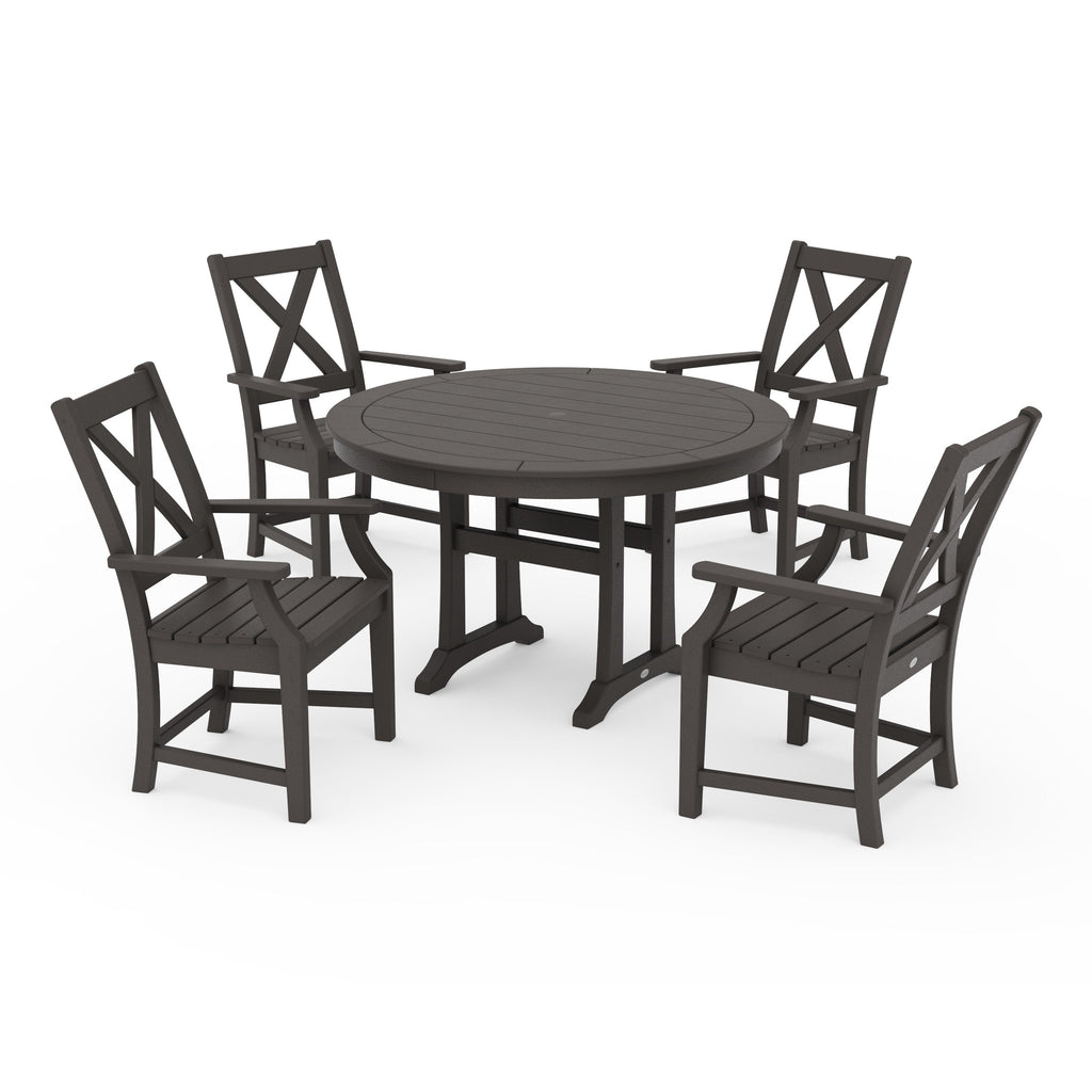 Braxton 5-Piece Nautical Trestle Arm Chair Dining Set